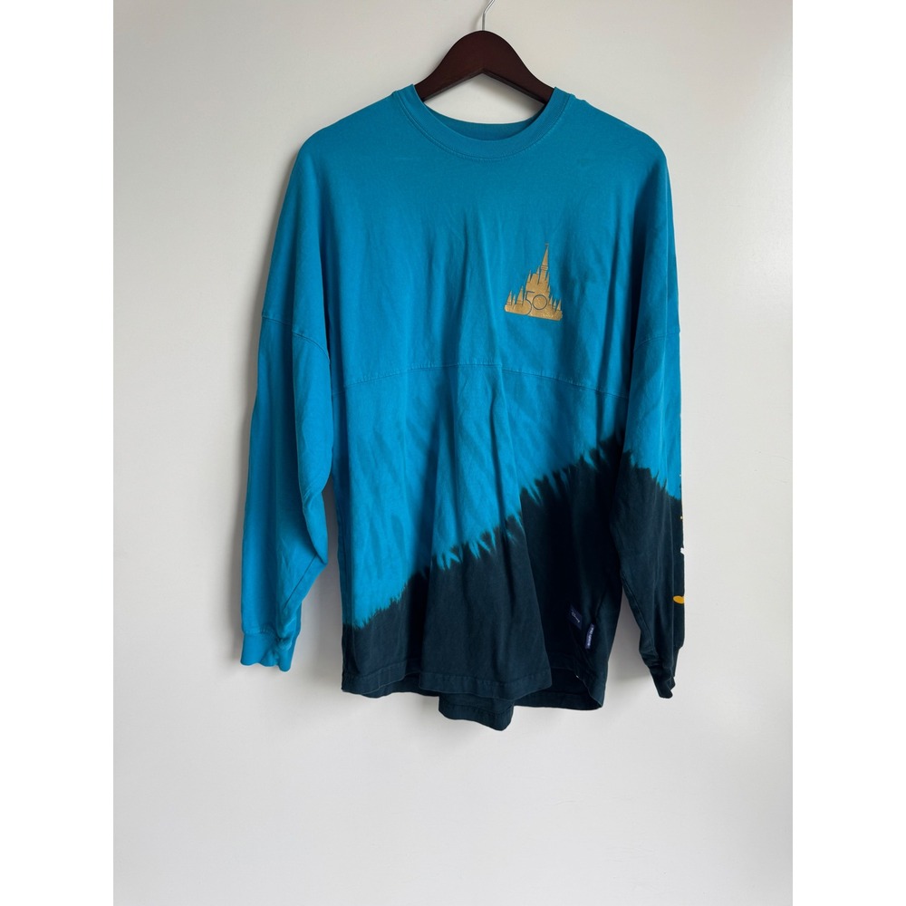 Disney World 50th Anniversary Spirit Jersey Blue Gold Tie Dye Oversized Shirt M